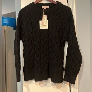 Philosophy Elegant Black Knit Cable Sweater